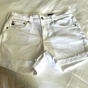 AG white denim shorts